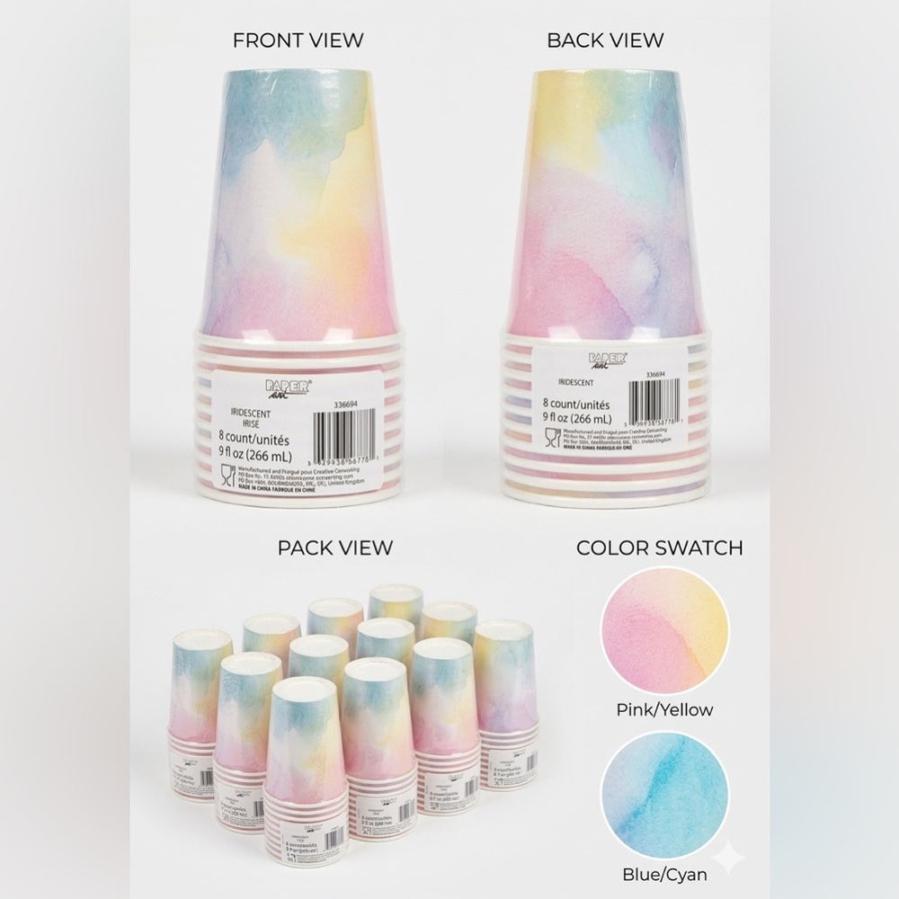 Iridescent Party Cups - Pink and Yellow